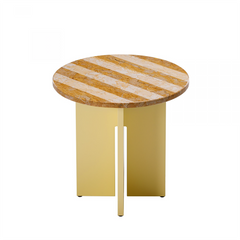 Side table SEDIMENT in marble - yellow