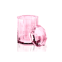 Crystal glass container with lid - pink