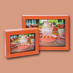 LIFESTYLE picture frame made of smooth leather - orange