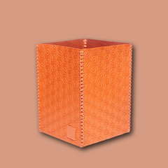 LIFESTYLE embossed leather wastepaper basket - orange