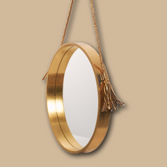 Mirror Round LIFESTYLE in leather - gold
