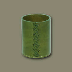 OFFICE pen holder in leather smooth - olive