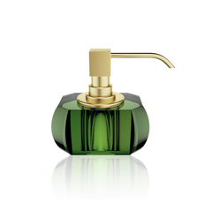 Crystal glass soap dispenser - green/gold matt