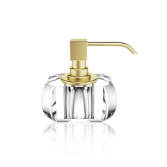 Soap dispenser made of crystal glass - clear/gold gloss