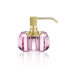 Soap dispenser made of crystal glass - pink/gold gloss