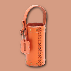 Streichholzbehälter LIFESTYLE aus Leder glatt - orange