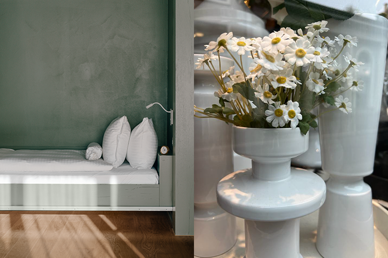 weisse Blumenvasen & weiss bezogenes Bett - Wie Weiss zur wichtigsten Wohnfarbe wurde