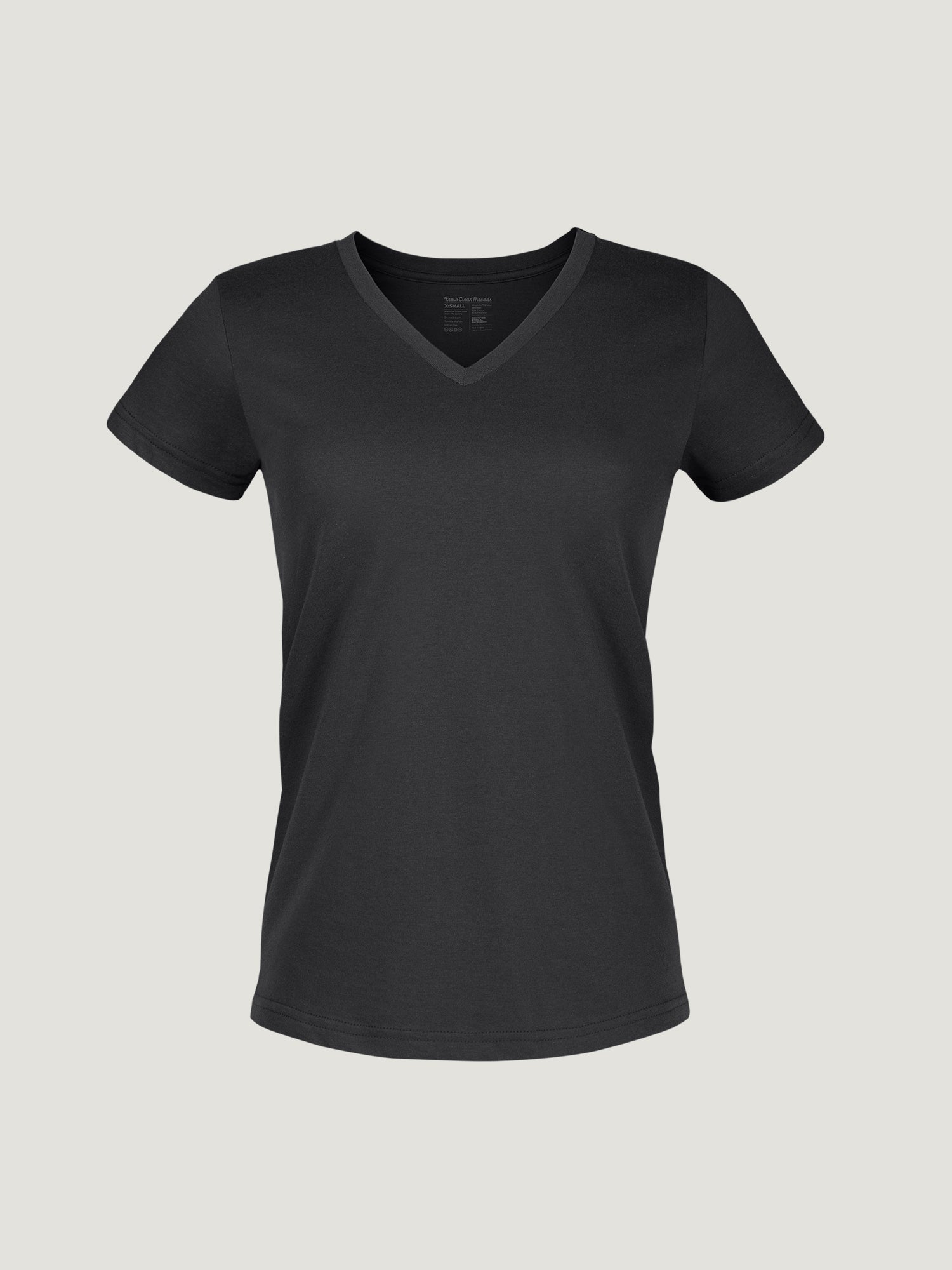 Women's Soft Lightweight Black V-Neck T-Shirt