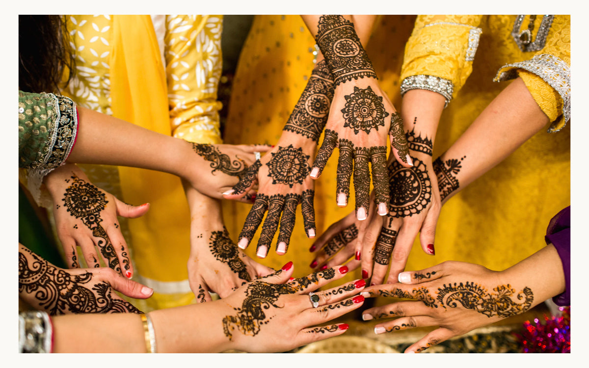  Mehndi designs, henna tattoos, and  of Ganesha a Hindi deity. Mehndi is a form of body art and skin decoration usually drawn on hands or legs and is temporary
