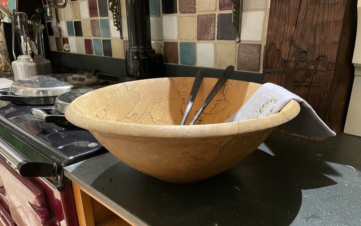 photo of a spalted maple salad bowl