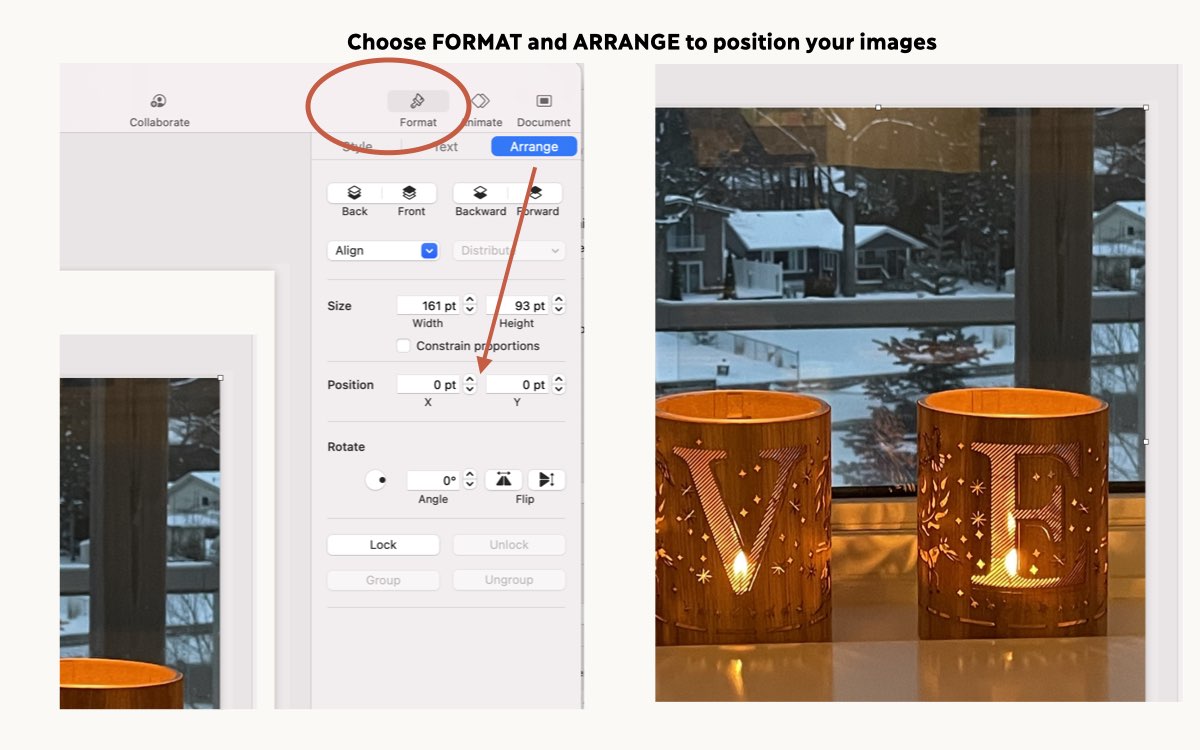 an image showing how to position you photos in apple keynote