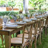 wedding harvest table set up - blue and white