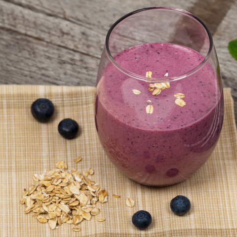 A jar is filled with oatmeal smoothie which is very healthy and nutritious