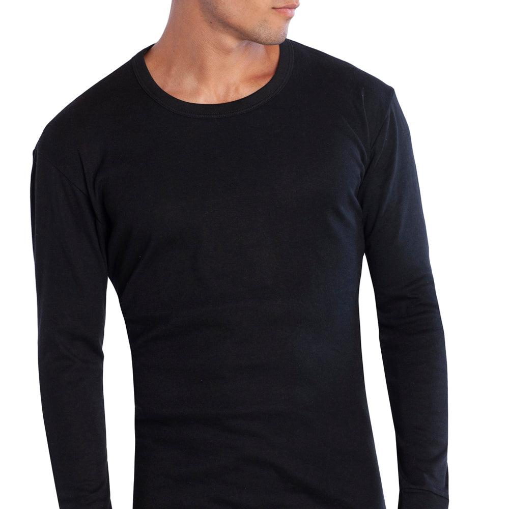 Camiseta laboral HOMBRE Manga Larga con cuello redondo MONARCH Negra