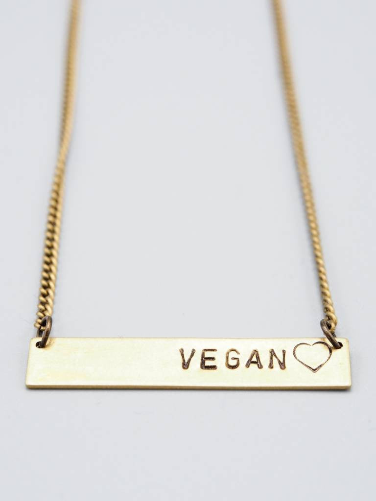 Vegan Bar with Heart Necklace by Mishakaudi