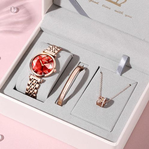 Kit Relógio Feminino de Luxo Diamond Star