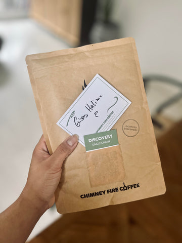 Chimney Fire Coffee Gift Subscription with handwritten note