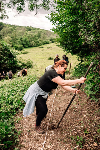 Fran digging guide holes