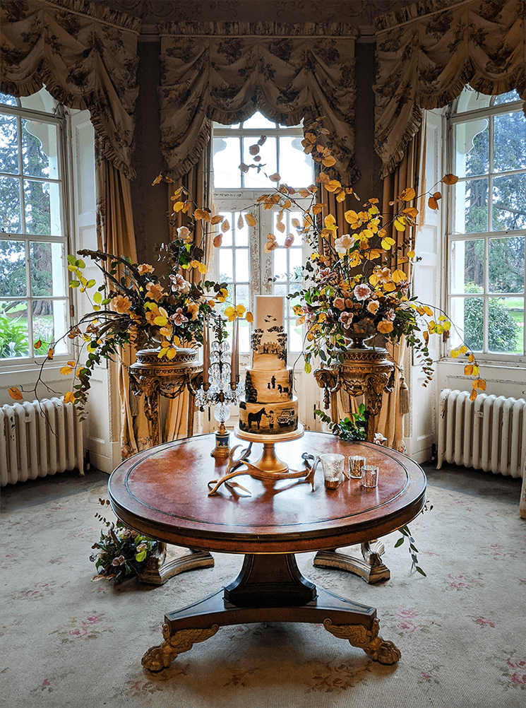 Asymmetric Floral Table Flowers at Pylewell Park in Lymington