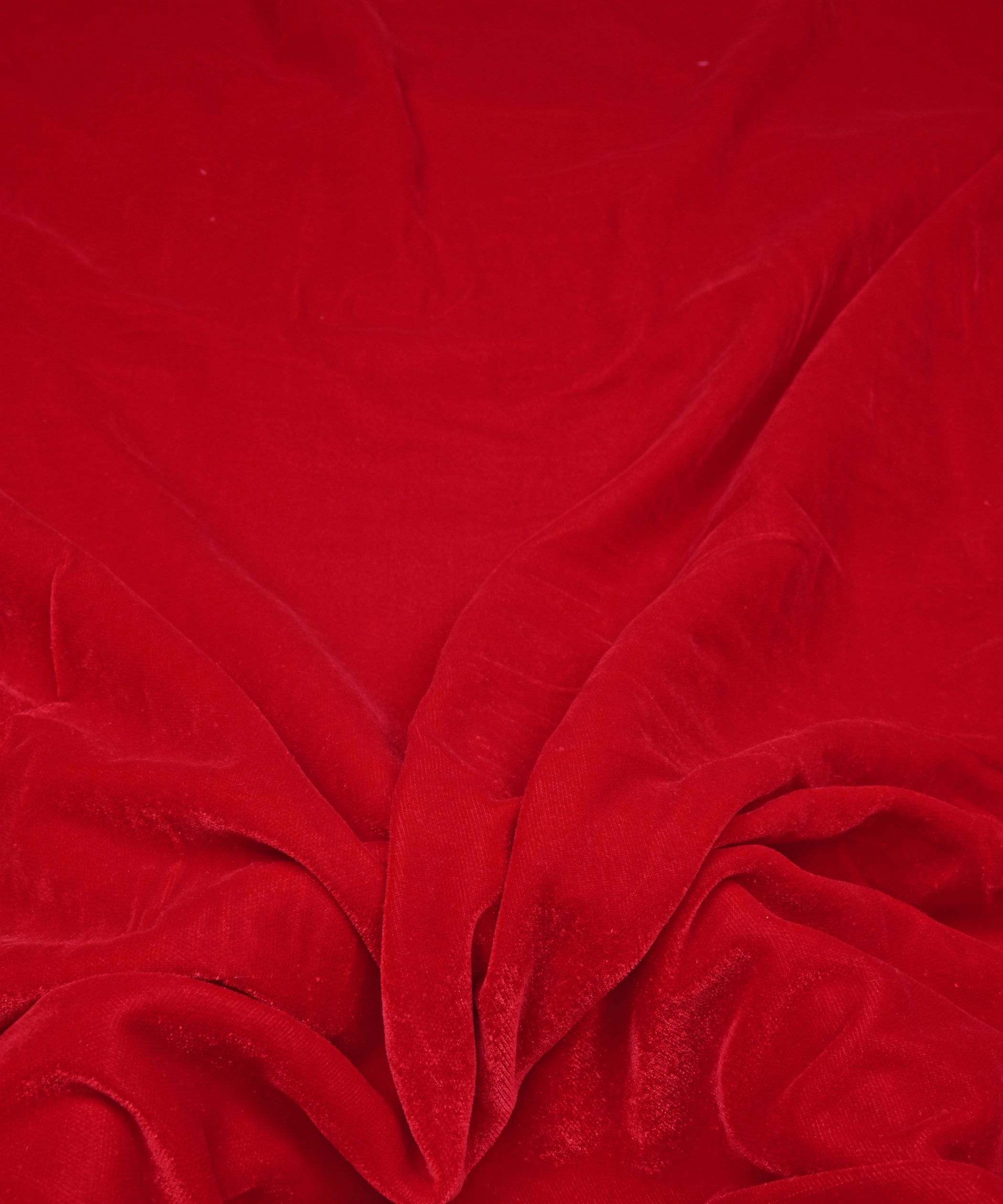 Red Plain Dyed Velvet Fabric