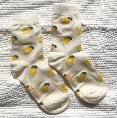 Ripened Fruit Print Socks in Lemon