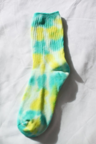 Green/Yellow Swirl Tie Dye Sock