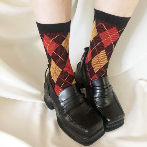 Argyle socks in loafers 
