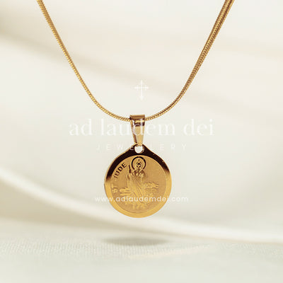 Small Saint Jude Two-Tone Necklace Charm in 10K Gold | Banter