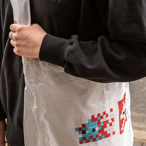 Outfit with Invader X CDG Shirt Cross body bag