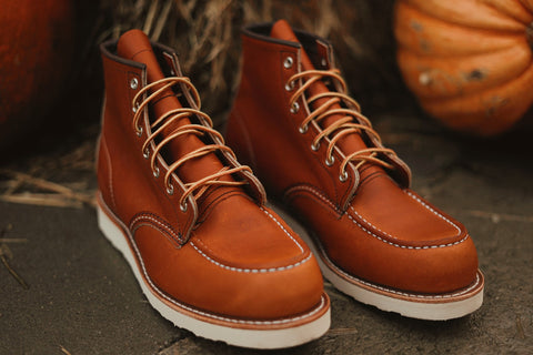 Redwing boots on autumnal background