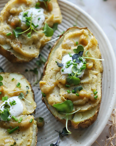 Plant Protein Twice Stuffed Potatoes