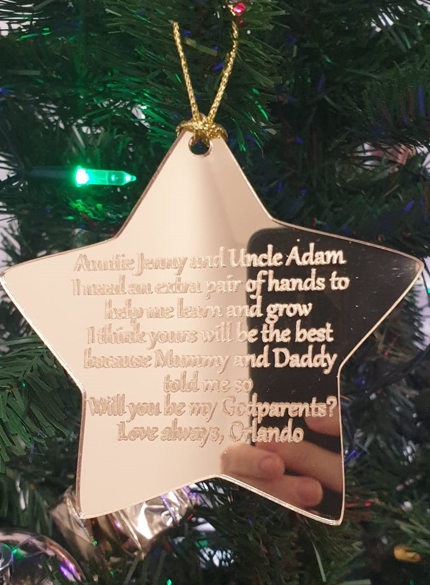 Star Christmas Ornament with personalised message