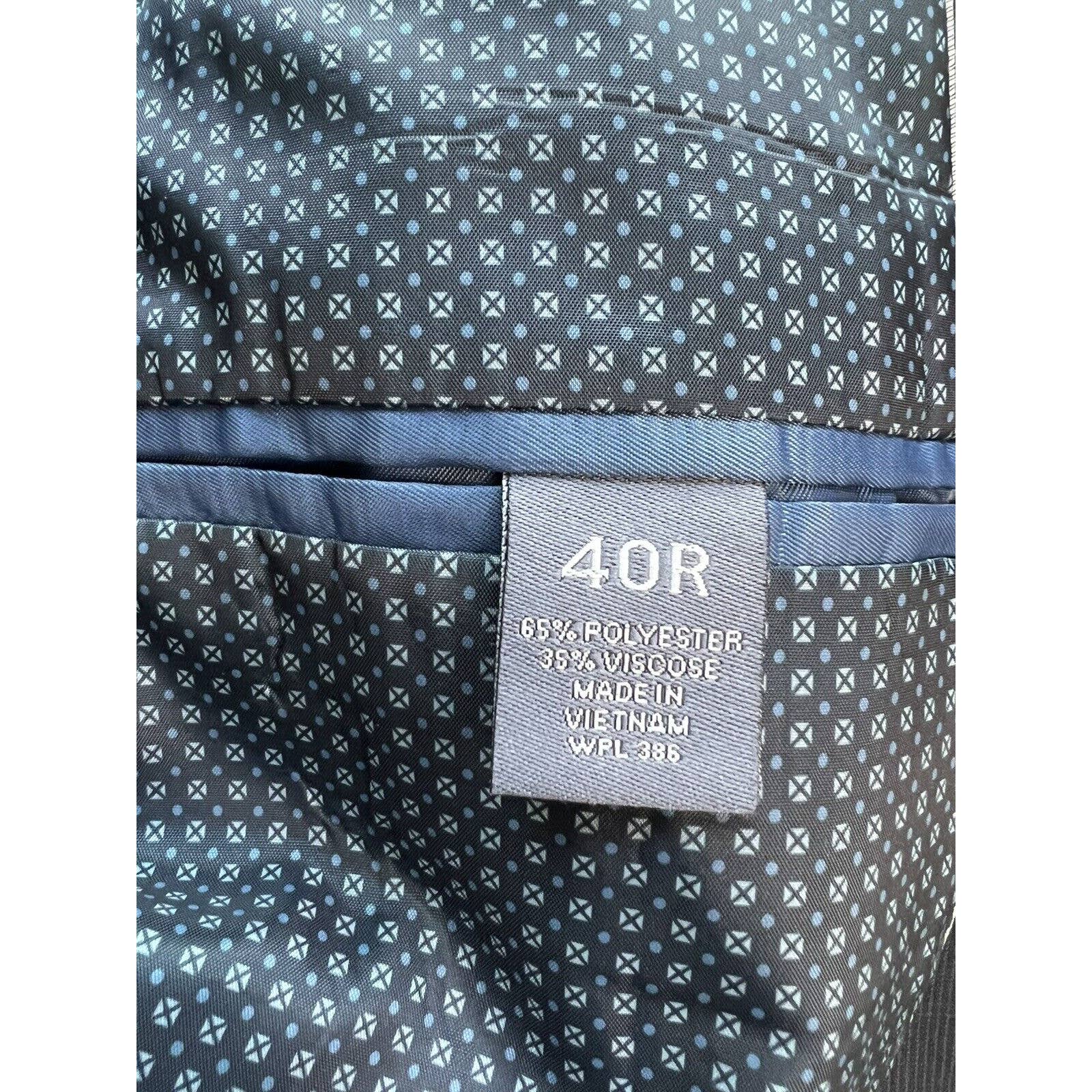 Madison Modern Fit Two Button Suit Jacket Men’s 40R Black Sport Coat Blazer