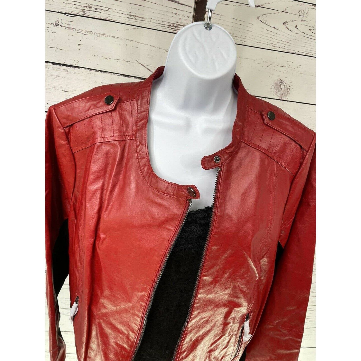 Twiggy Of London Genuine Leather Red Size 2Xl Moto Jacket Biker NEW