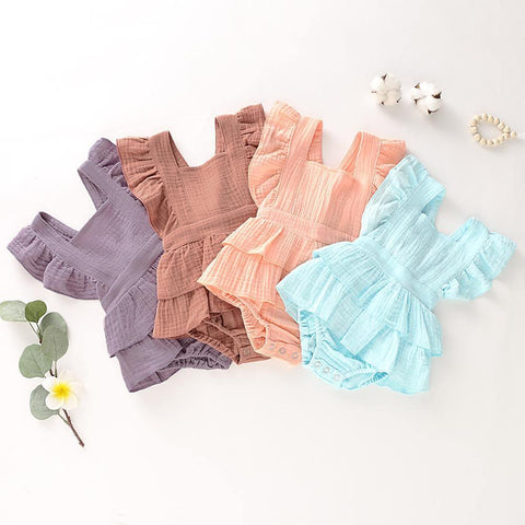 Back Bow Ruffle Romper - Belle Baby