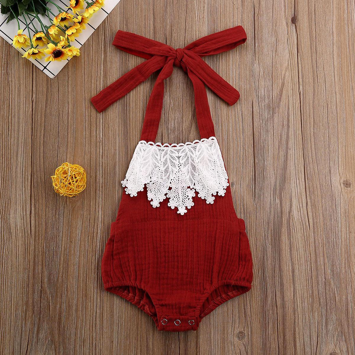 BEBE LACE OVERLAY ROMPER - Lollypop Lane Kidswear