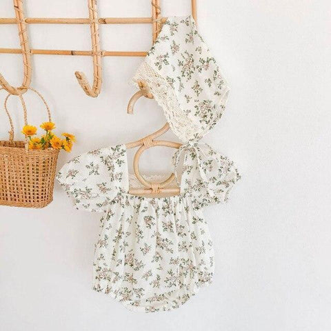 Baby Organic Floral Romper & Bonnet