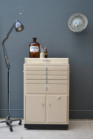 Vintage Industrial Wooden Dentist/Medical Storage Cabinet