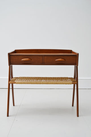 Danish Teak and Rattan Side Table by Kai Kristiansen - Mid Century Modern 1950's - SOLD