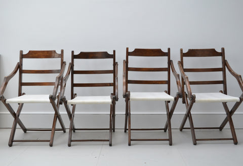 Set of 4 Vintage Cricket Club Folding Chairs - MCC - 1930's/1940's - SOLD