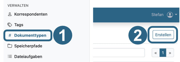 Dokumenttyp erstellen in paperless-ngx