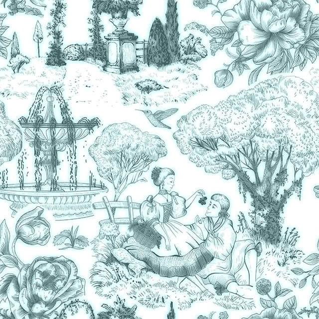 Auvergne Toile De Jouy Fabric - Indigo- £8.95pm - Cut Length