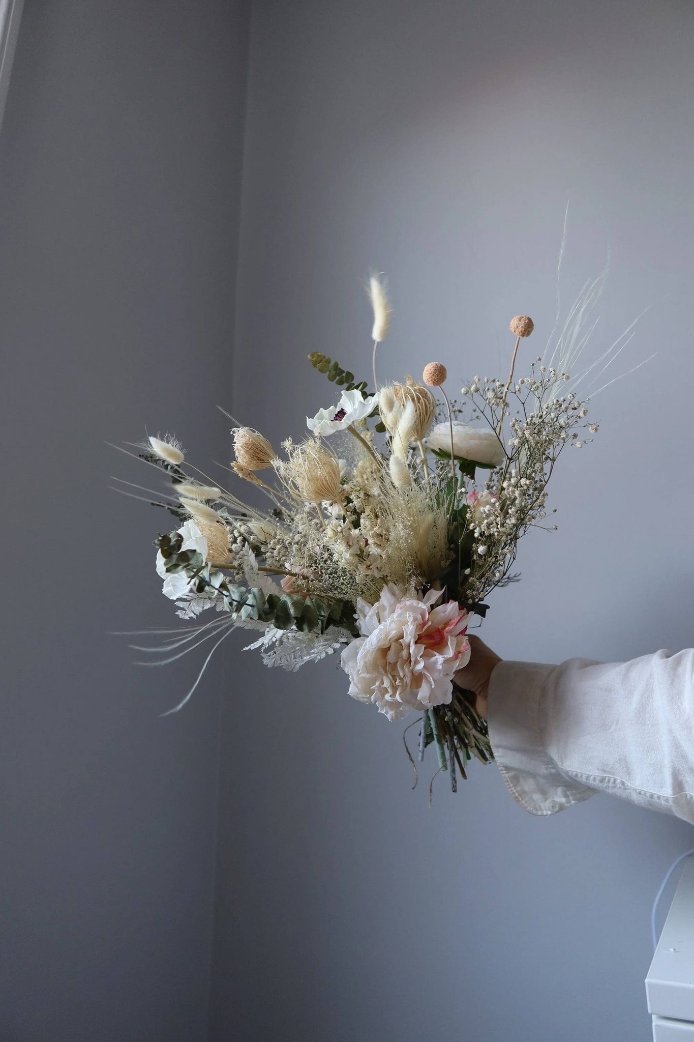 Anemones vintage bride bouquet from Hidden Botanics.