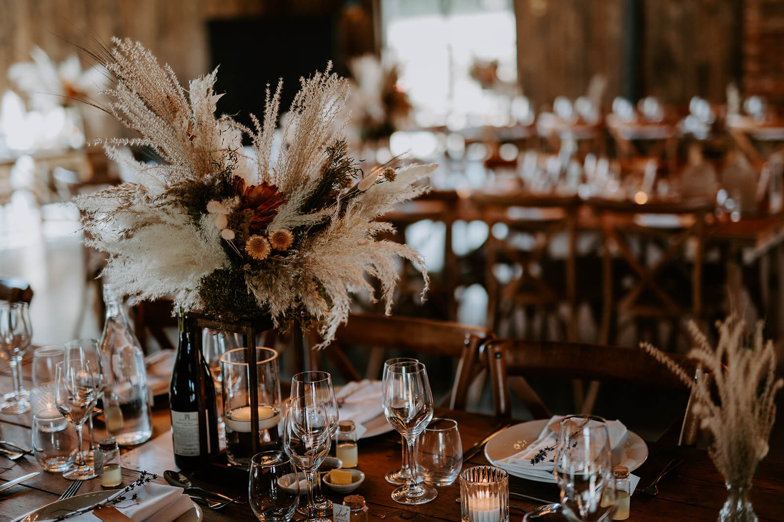 Bohemian dried flower centerpieces by Hidden Botanics.