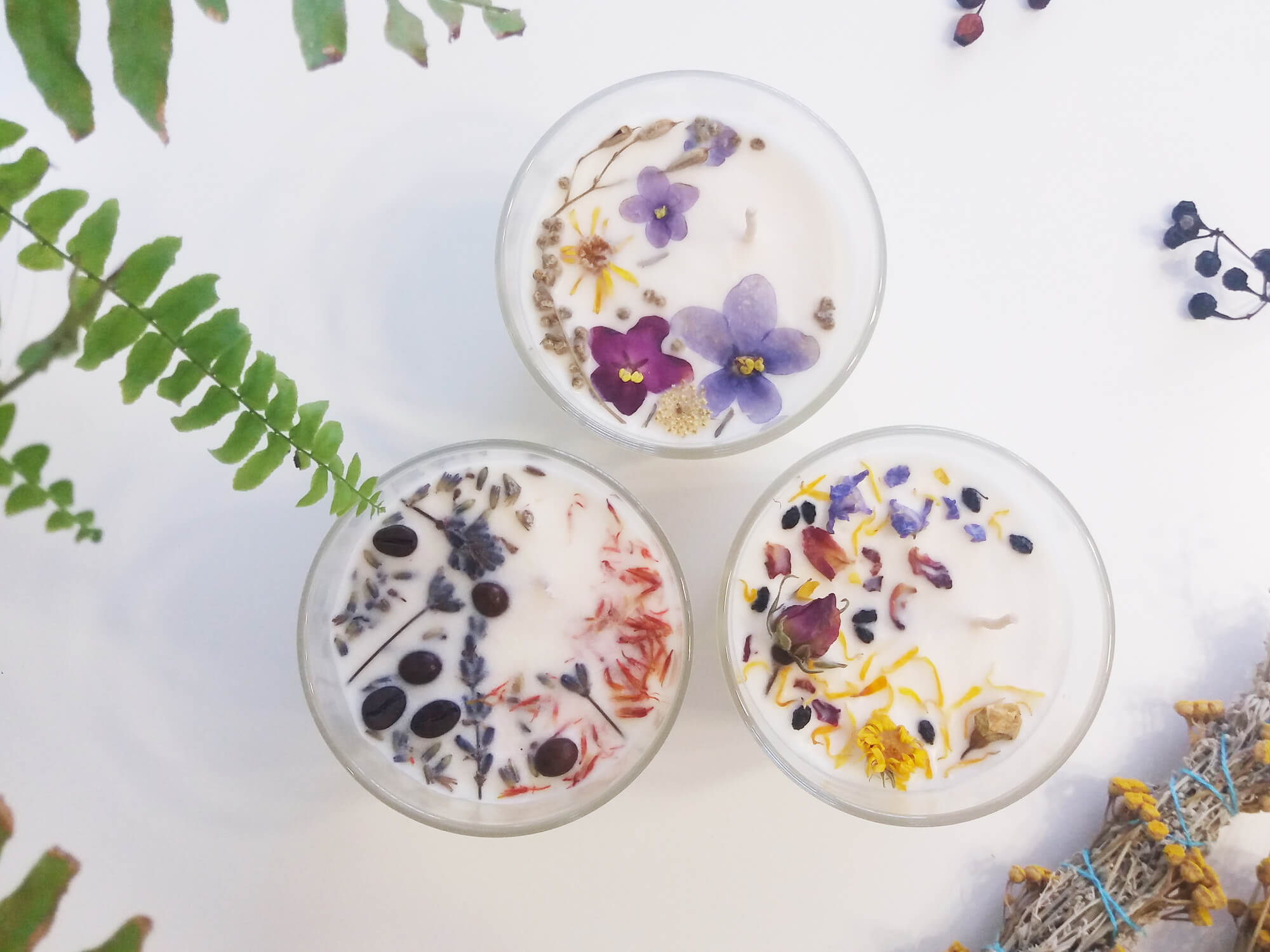 Dried flower candles