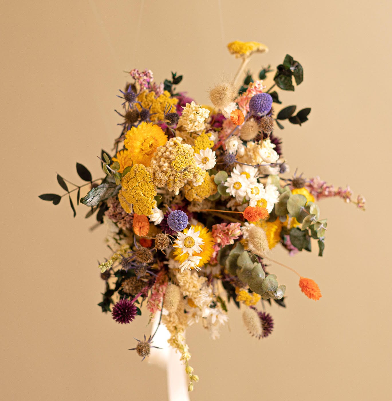 Colourful Dried Flower Bridal Bouquet - Golden Yellow & Green No.1