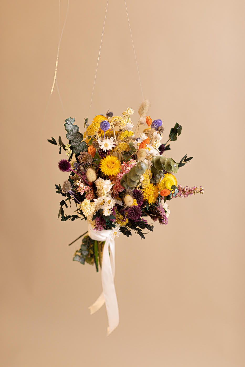 Colourful Dried Flower Bridal Bouquet - Golden Yellow & Green No.1