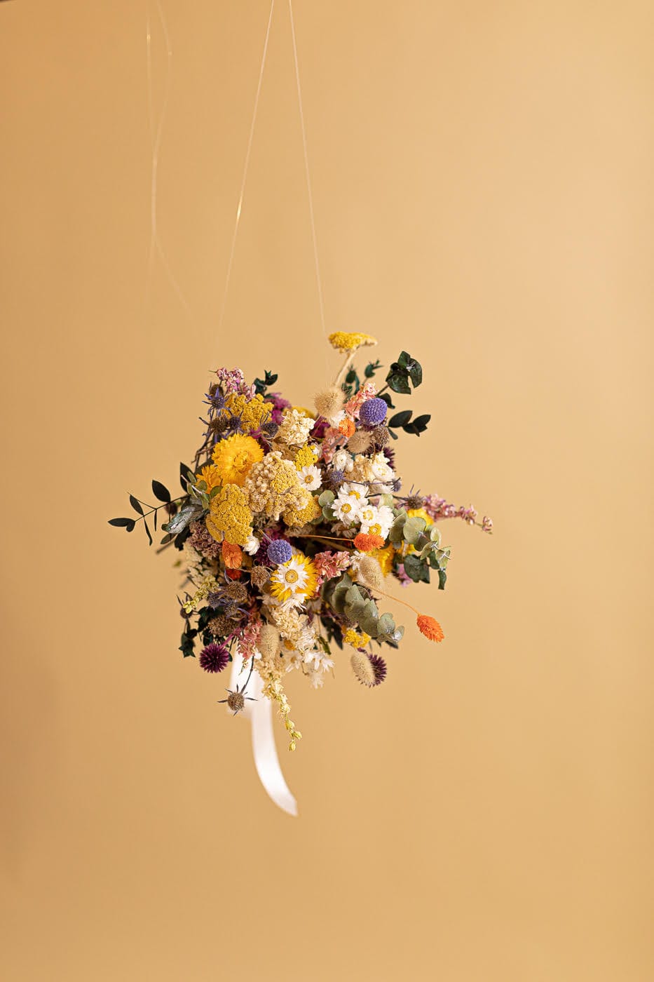 Colourful Dried Flower Bridal Bouquet - Golden Yellow & Green No.1