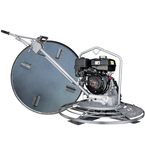 Tomahawk Power 46" Honda Concrete Fast Pitch Power Trowel with 13HP Honda GX390 Finishing Blades and Float Pan Finishing Tool