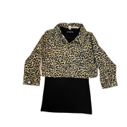 2 Piece Set Black Dress & Leopard Jacket